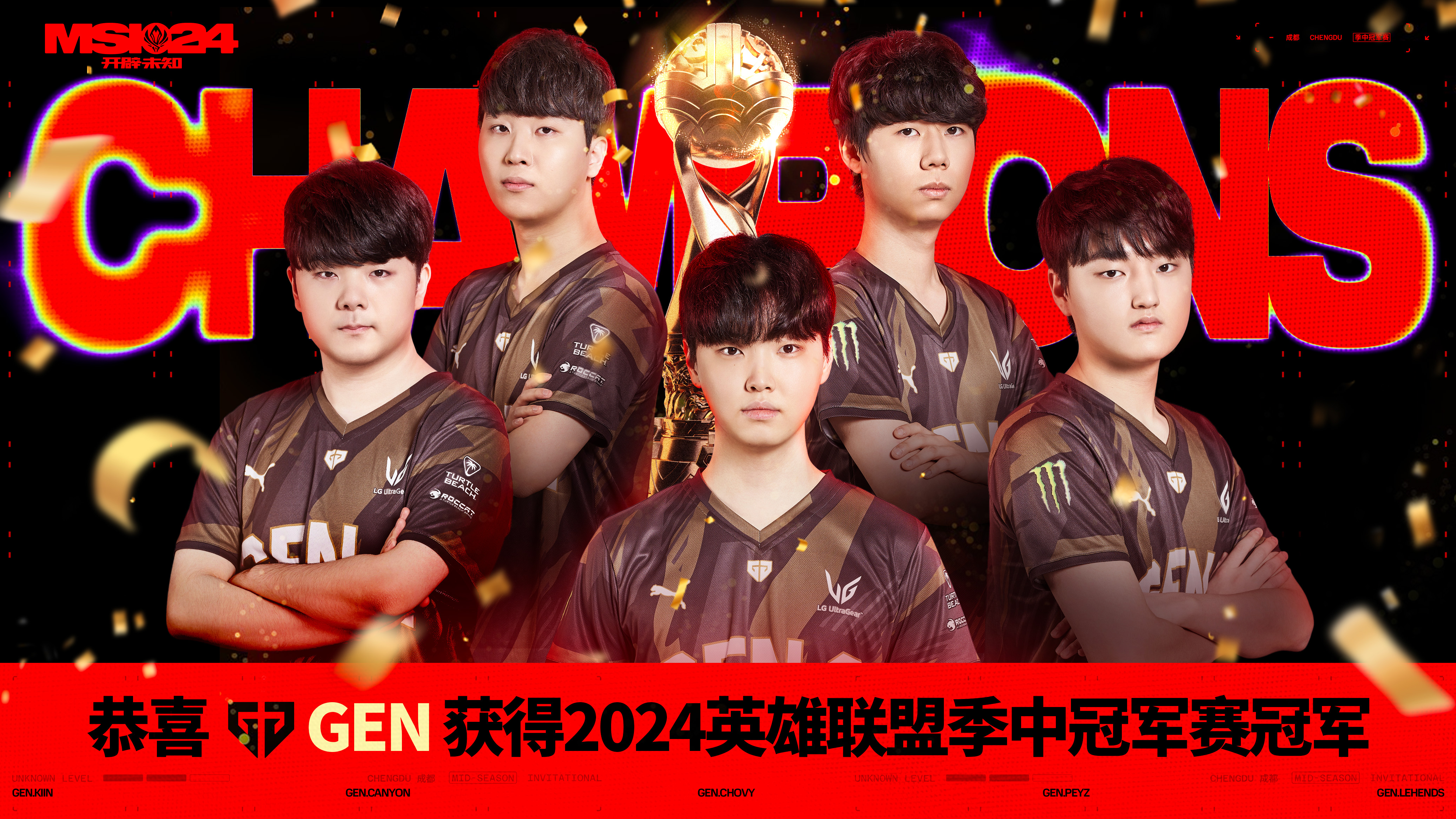 包含EWC官方列出LOL项目队伍分档：T1和GEN一档为夺冠大热的词条